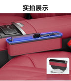 Car Crevice Storage Organizer Box Car 2 USB Charging Colour Light Seat Gap Storage Box LED Auto Interior Stowing Tidying