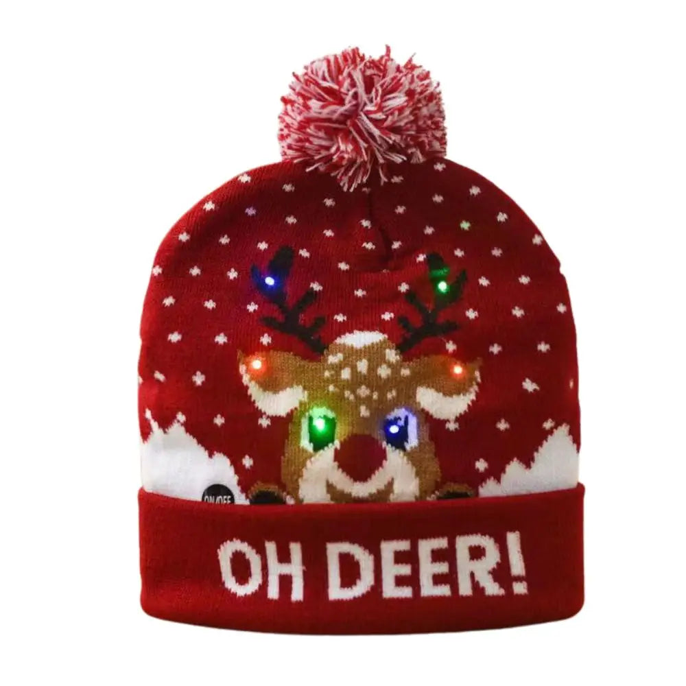 LED Christmas Knitted Beanie Hat – Light Up Xmas Sweater Cap, Unisex Winter Beanie with Colorful LEDs