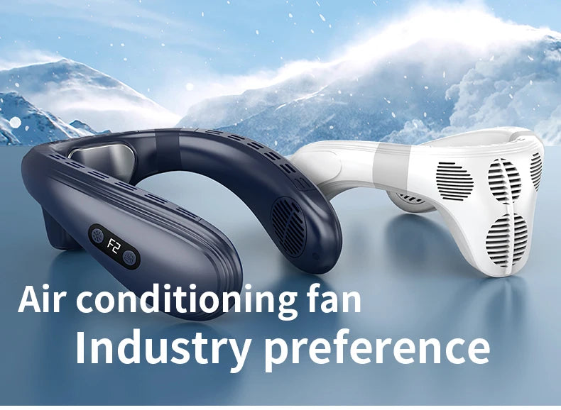 New Portable Neck Fan 5200mAh Neck Air Conditioner Rechargeable Semiconductor Cooling  Fan Outdoor Personal Fan Wearable Cooler