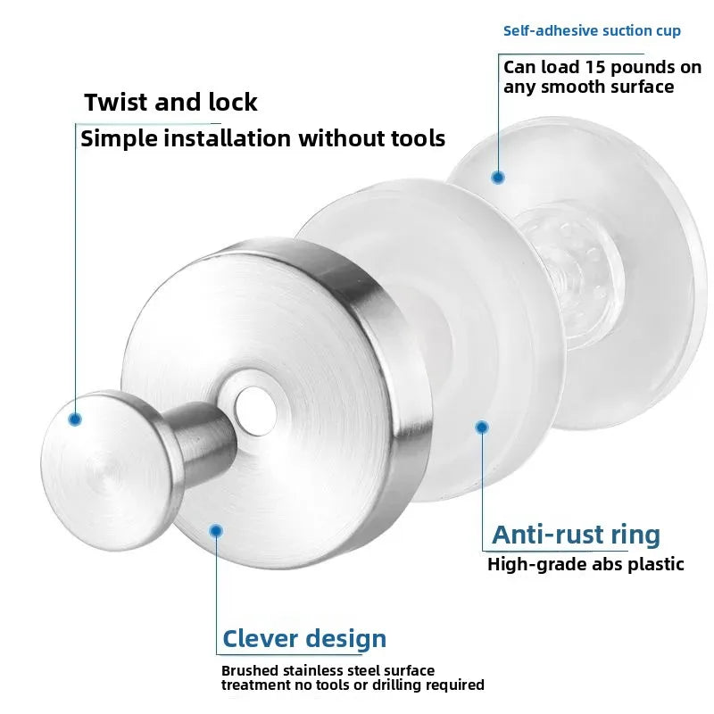 Black Stainless Steel Wall Mounted Hook Hotel Bathroom Coat Hook Home Use Sticky Hook Origin China Mainland AE Stock