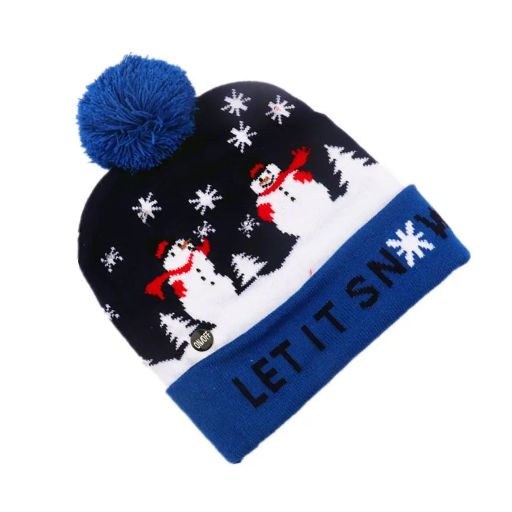 LED Christmas Knitted Beanie Hat – Light Up Xmas Sweater Cap, Unisex Winter Beanie with Colorful LEDs
