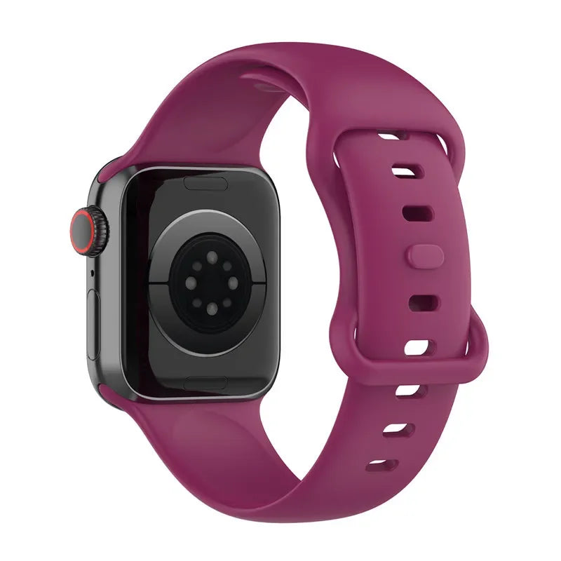 Silicone Strap for Apple Watch Series 9 8 7 6 5 4 3 SE (38mm 40mm 41mm 42mm 44mm 45mm 49mm) – Soft Rubber Sport Band for Men, Women & Kids – Compatible with W26 W37 W46 W56 FK88 IWO7 Pro Max Plus Smartwatch