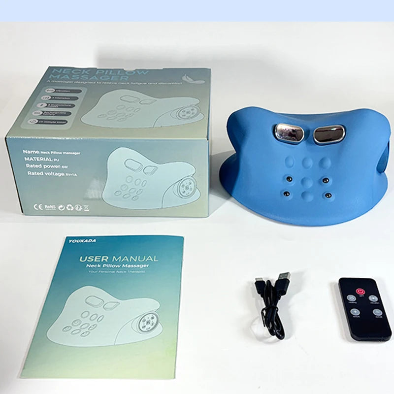 USB cervical massage pillow hot compress vibration comfortable massage