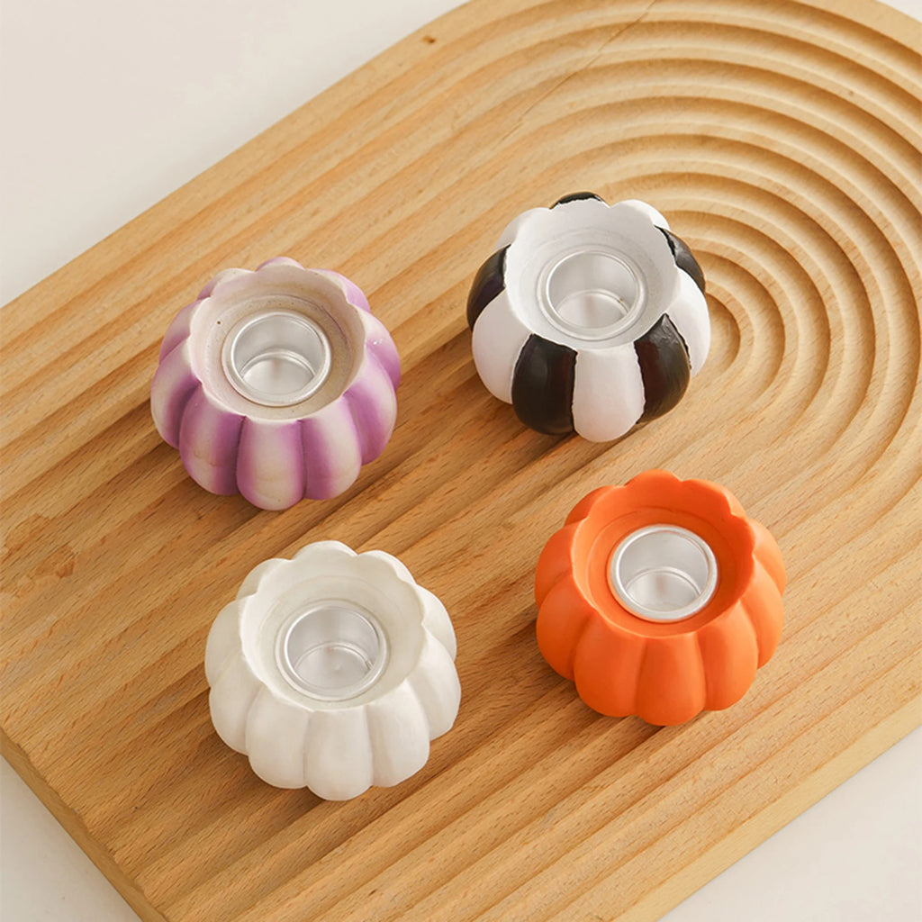 Resin Pumpkin Candle Holder Halloween Candlestick Table Centerpieces for Home Party Holiday Decor