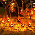 Halloween Pumpkin String Lights – Battery Operated LED Decoration for Haunted House, Party & Festival