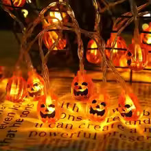 Halloween Pumpkin String Lights – Battery Operated LED Decoration for Haunted House, Party & Festival