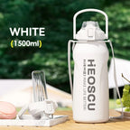 2L Stainless Steel Thermal Water Bottle – Large Vacuum Flask with Straw for Hot & Cold Drinks, Travel & Outdoor Sports