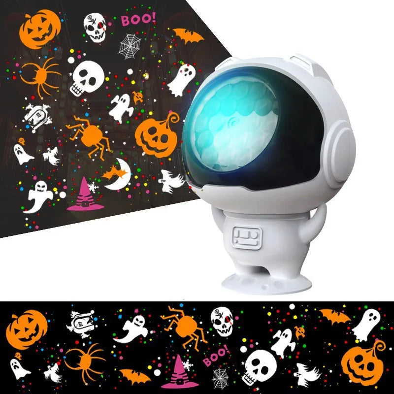 16-pattern Astronaut Christmas Pattern Light, 5V Snowflake Halloween Projection Light, Decorative Christmas Spotlight