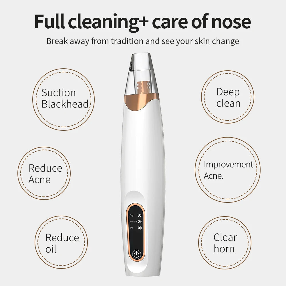 Electric Vacuum Suction Blackhead Remover Rechargeable 3 Gears Facial Pore Cleaner Comedone Spot Acne Pimple Blackhead Extractor
