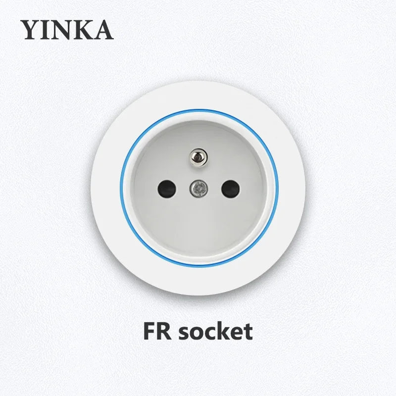 Track Socket Kitchen Wall Outlet with USB | FR/EU/US/UK Universal Standard Round Removable Adapter Plug – White