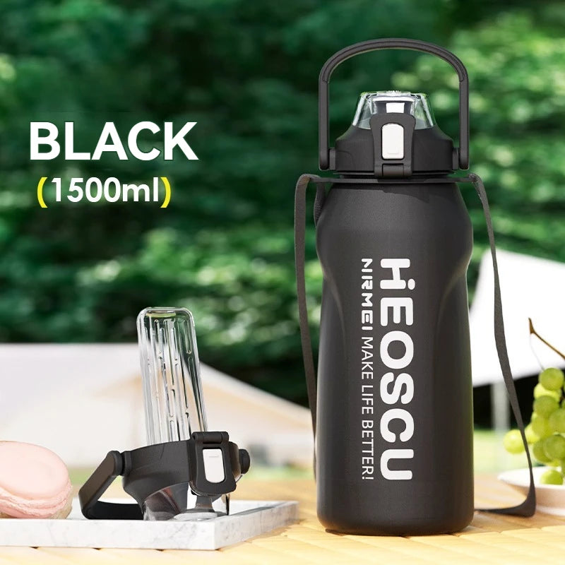 2L Stainless Steel Thermal Water Bottle – Large Vacuum Flask with Straw for Hot & Cold Drinks, Travel & Outdoor Sports