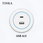 Track Socket Kitchen Wall Outlet with USB | FR/EU/US/UK Universal Standard Round Removable Adapter Plug – White
