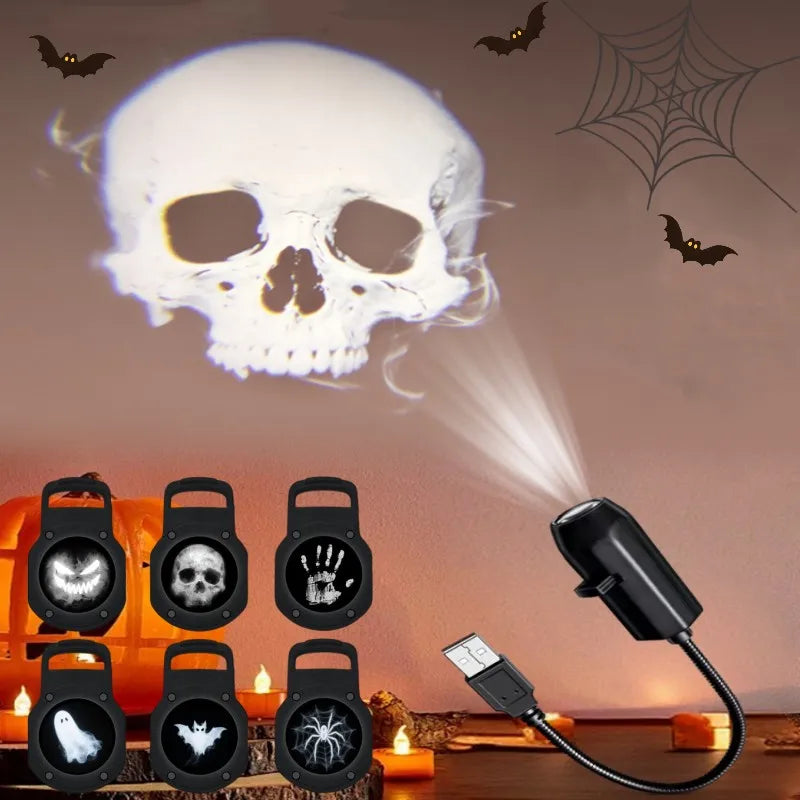 Halloween USB Projector Light – Ghost & Skull LED Lamp for Spooky Room, Wall, Ceiling & Window Decor 2025