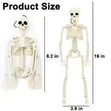 Halloween Movable Skeleton with Fake Human Skull Bones – Haunted House Horror Props & Party Decorations
