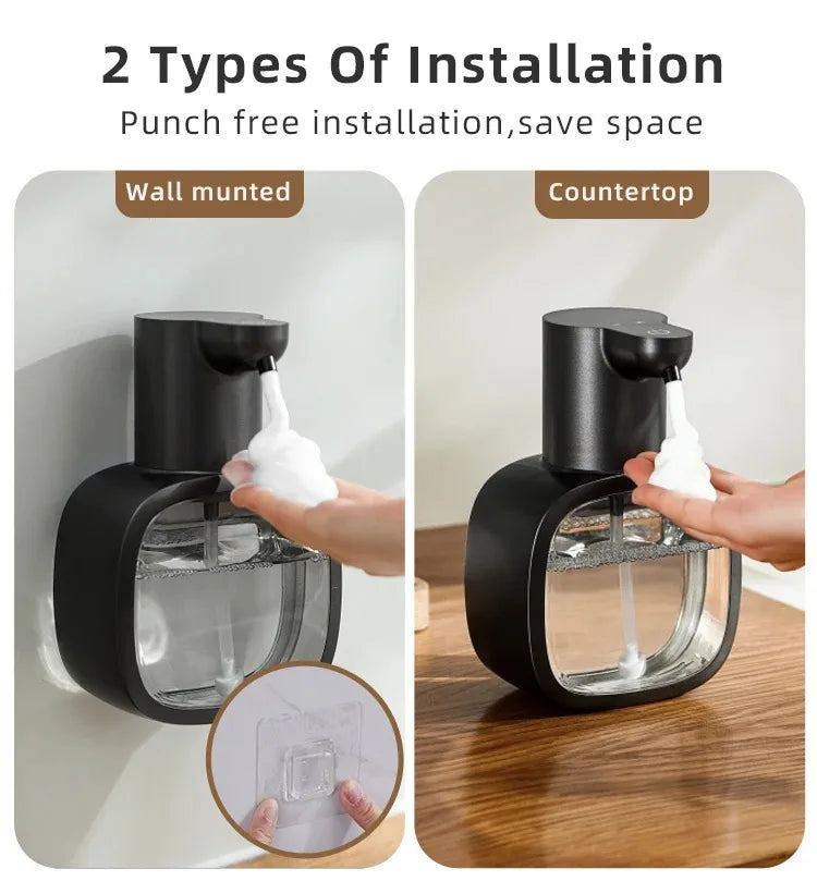 New Wall Mounted Automatic Soap Dispenser Foam Smart Hand Washing Machine 500ml Liquid Rechargeable Bathroom Induction Sensor.