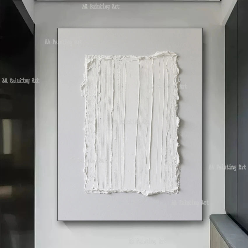 Modern Wall Painting Art Heavy Textured Thick 3D Abstract White Acrylic Painting Canvas Picture Art Hand Painted Wall Artwork