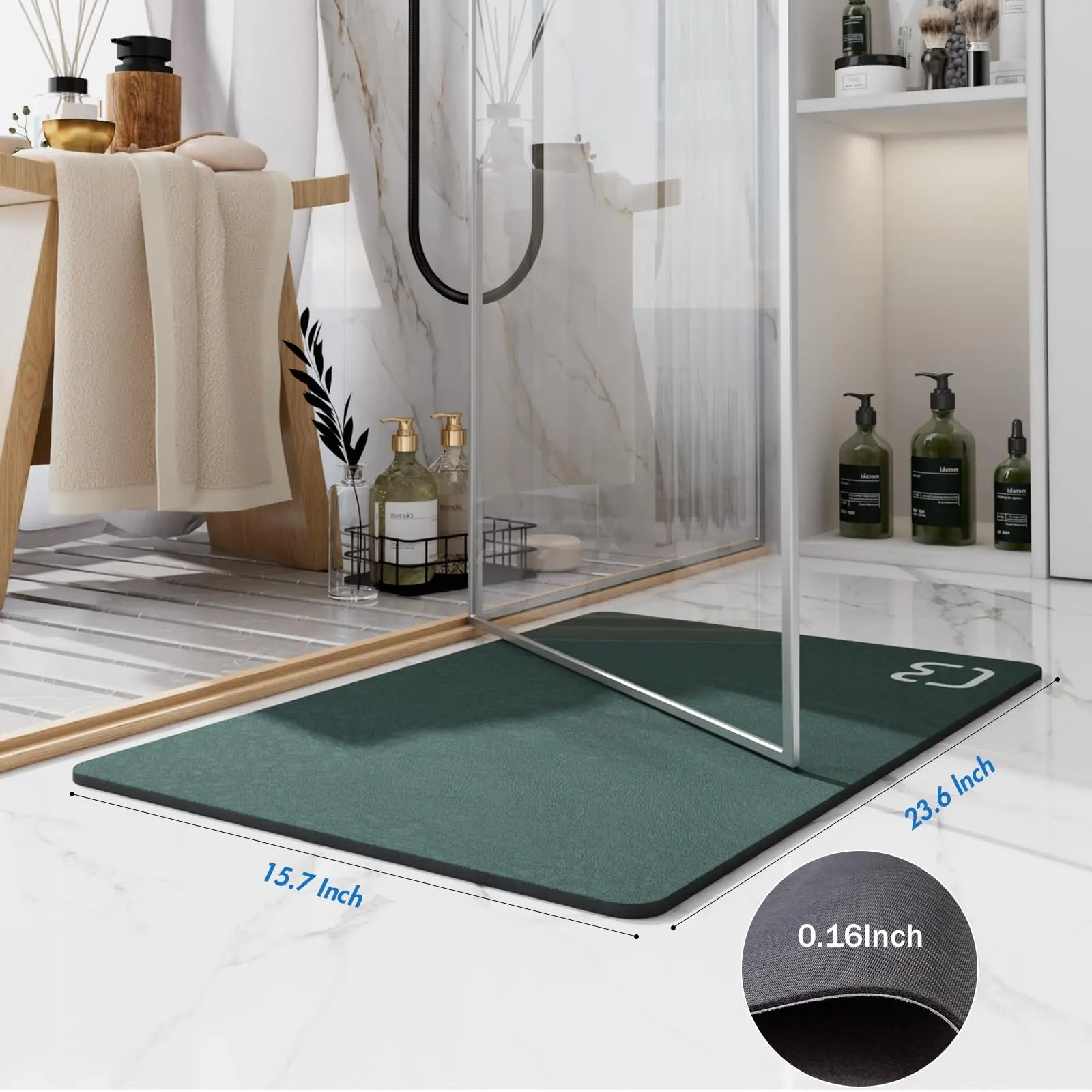 Diatomite Stone Bath Mat Diatomaceous Earth Bath Mat Rug Super Absorbent Non Slip 3.5MM Thickness Bathroom Mat Floor Bathtub Rug