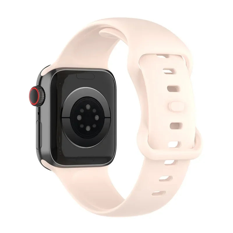 Silicone Strap for Apple Watch Series 9 8 7 6 5 4 3 SE (38mm 40mm 41mm 42mm 44mm 45mm 49mm) – Soft Rubber Sport Band for Men, Women & Kids – Compatible with W26 W37 W46 W56 FK88 IWO7 Pro Max Plus Smartwatch