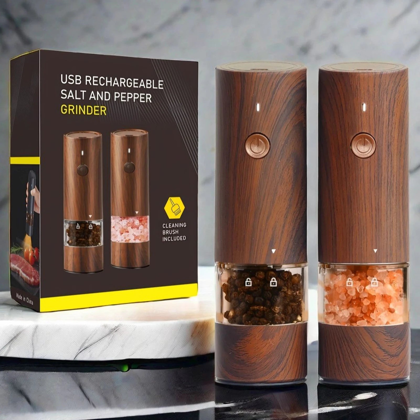 Electric Pepper Grinder With Light ,Adjustables Coarseness Pepper Grinding Bottle,Rechargeable Spice Grinder,Kitchen Accessories