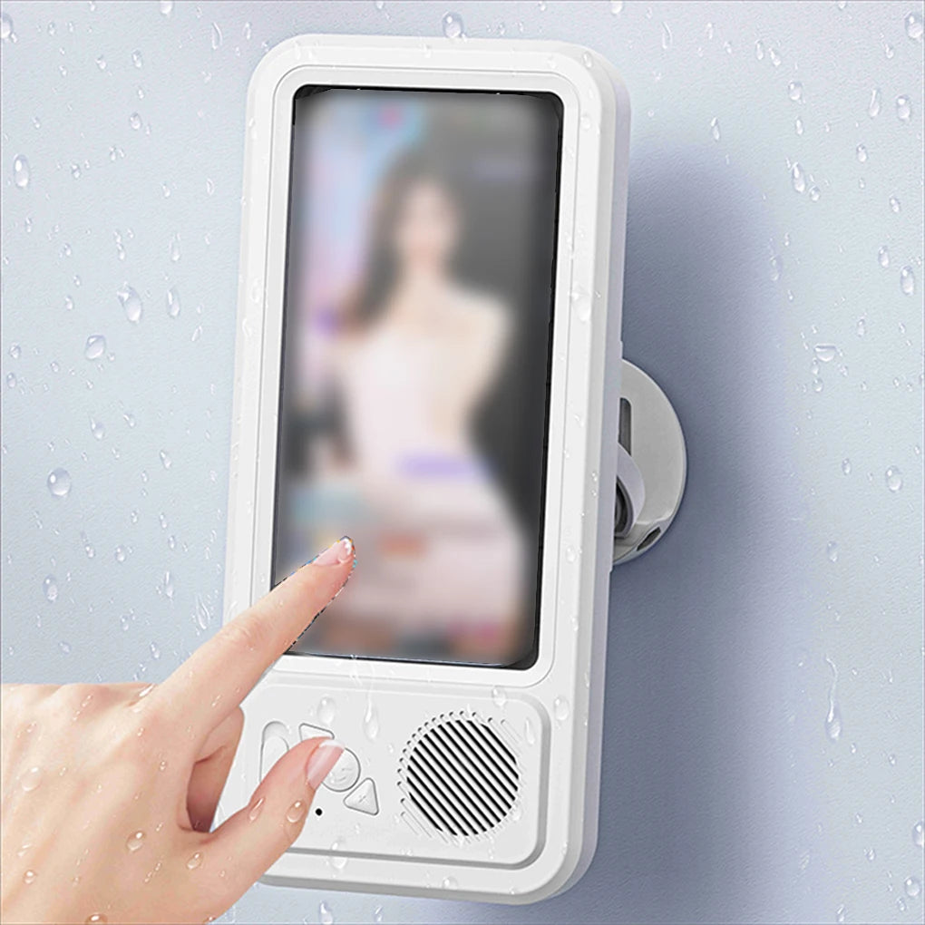 Waterproof Shower Phone Holder with Bluetooth Speaker – 360° Rotation Anti-Fog Wall Mount for 4–6.9” Phones 2025