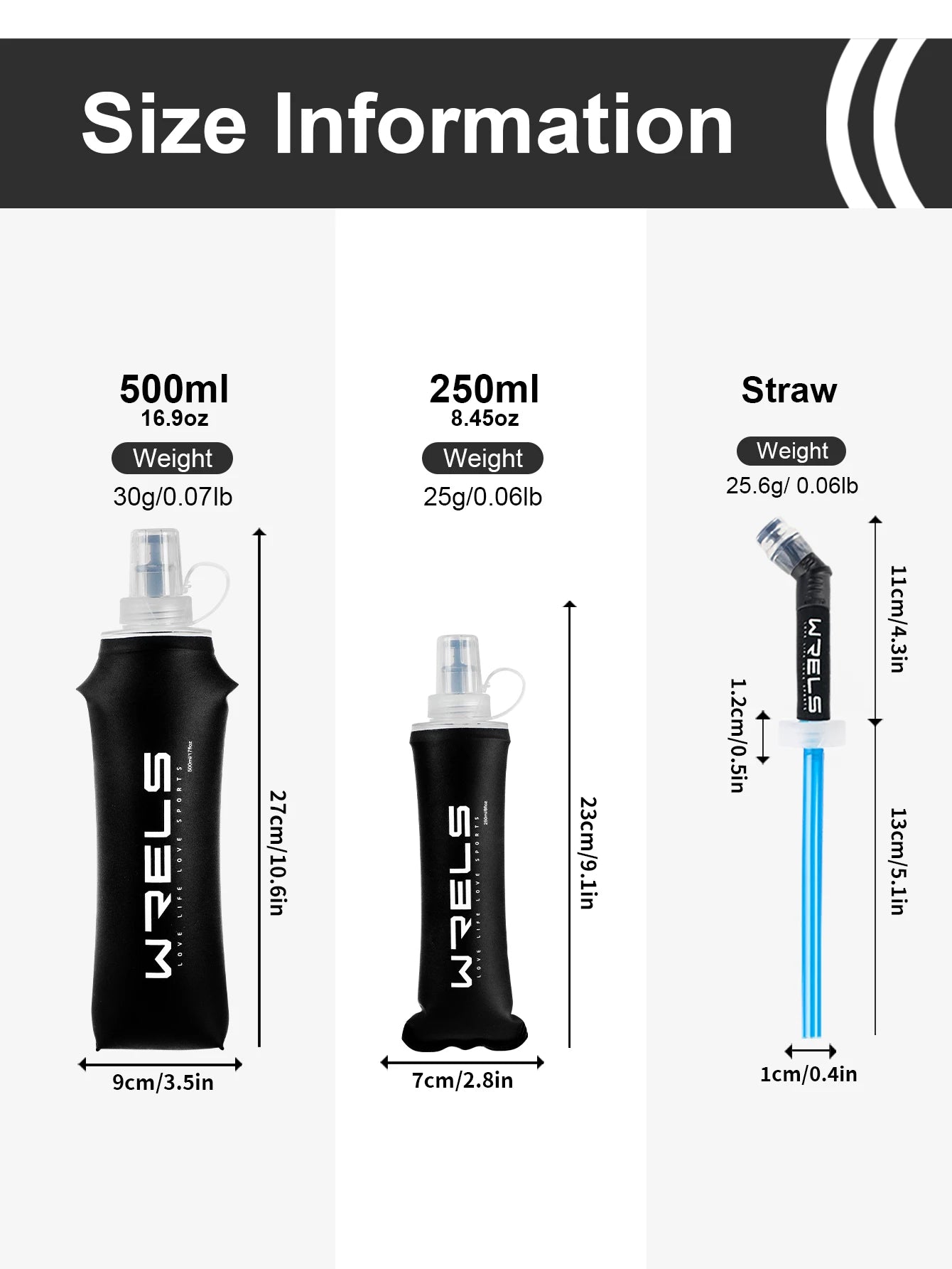 WRELS Water Bottle TPU Folding Soft Flask Outdoor Sport Water Bag Collapsible Water Bottle 500ml For Running Camping BPA Free
