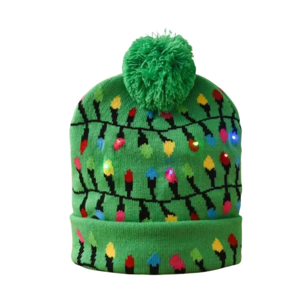 LED Christmas Knitted Beanie Hat – Light Up Xmas Sweater Cap, Unisex Winter Beanie with Colorful LEDs
