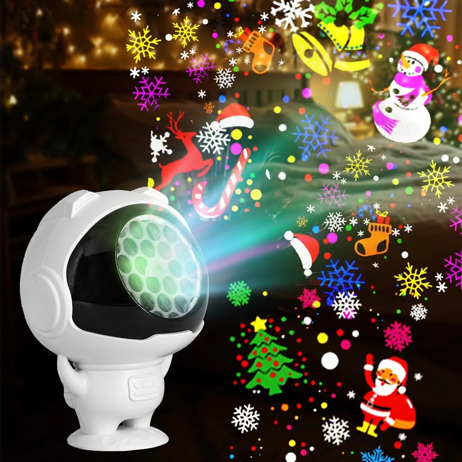 16-pattern Astronaut Christmas Pattern Light, 5V Snowflake Halloween Projection Light, Decorative Christmas Spotlight