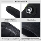 NEWBOLER Winter Cycling Gloves Warm Fleece Windproof Full Finger Gloves Touch Screen Anti-slip Adjustable Buckle Men Bike Gloves