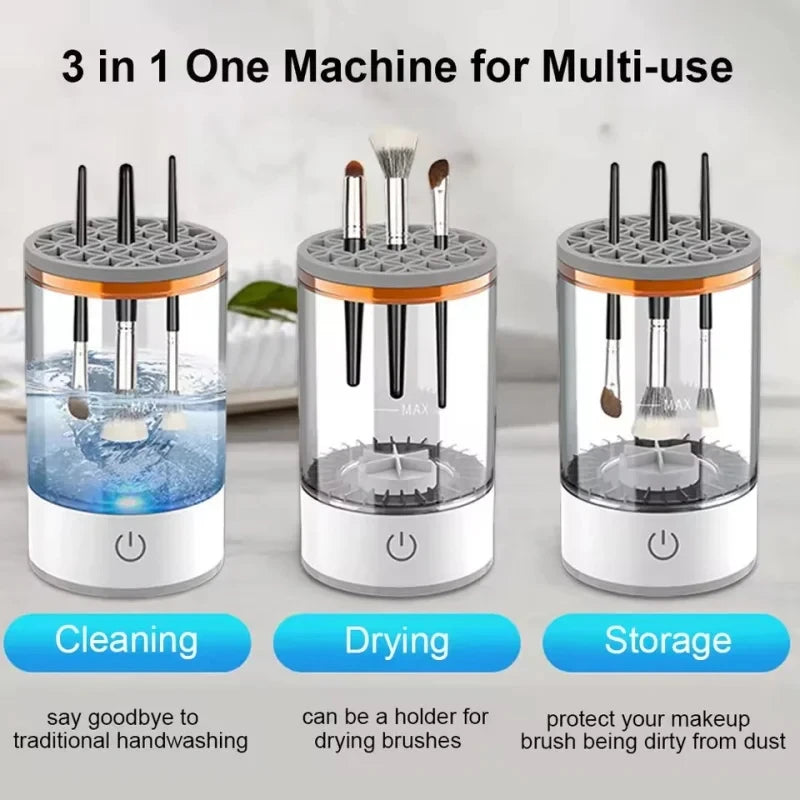 USB Plug Portable Electric Makeup Brush Cleaner Folding Powder Puff Cleaning Tool Makeup Brushes Automatic Washing Stand Device