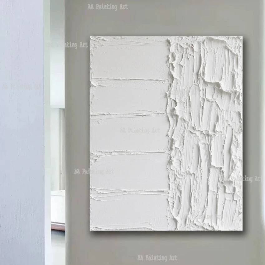 Modern Wall Painting Art Heavy Textured Thick 3D Abstract White Acrylic Painting Canvas Picture Art Hand Painted Wall Artwork