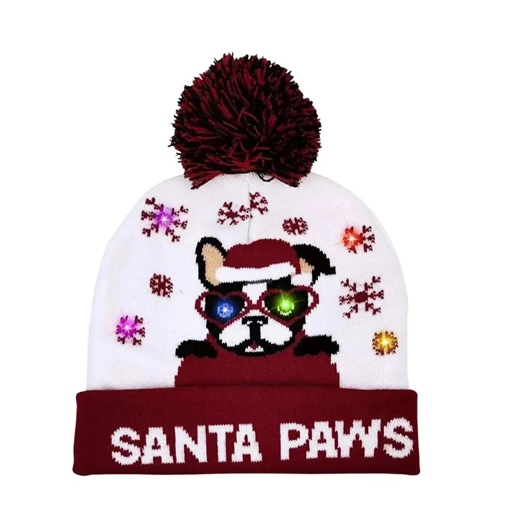 LED Christmas Knitted Beanie Hat – Light Up Xmas Sweater Cap, Unisex Winter Beanie with Colorful LEDs