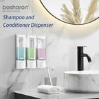Wall Mounted Shampoo and Conditioner Dispenser, Body Wash, Shower Soap, Lotion, Gel Container, 3 × 300 ml