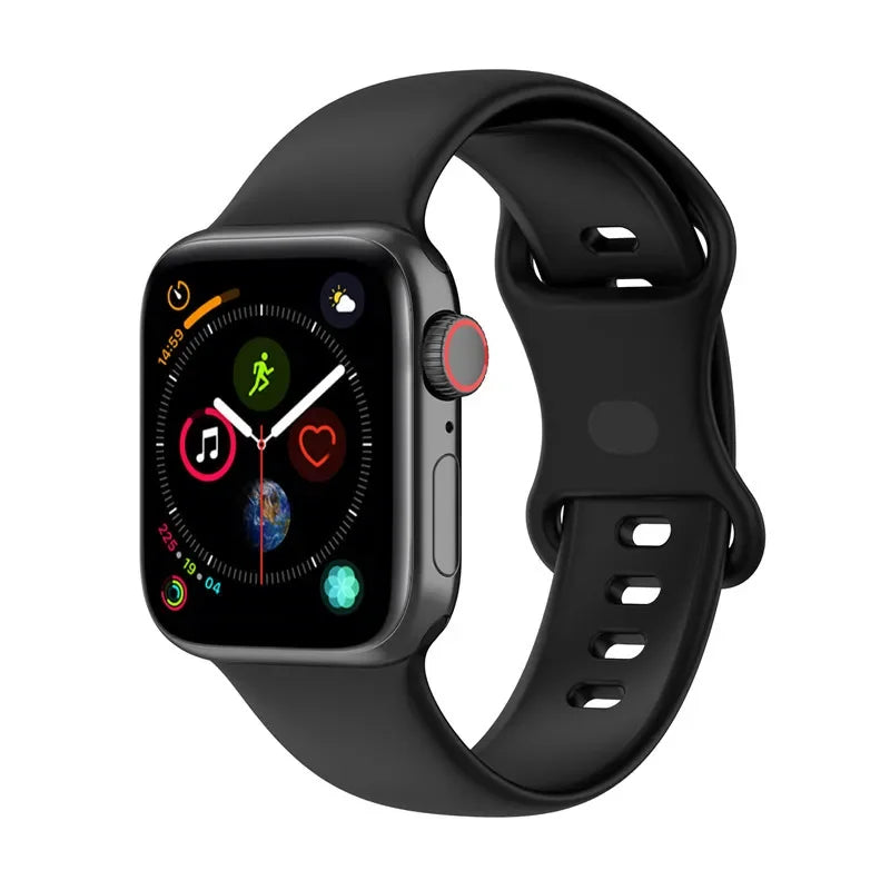 Silicone Strap for Apple Watch Series 9 8 7 6 5 4 3 SE (38mm 40mm 41mm 42mm 44mm 45mm 49mm) – Soft Rubber Sport Band for Men, Women & Kids – Compatible with W26 W37 W46 W56 FK88 IWO7 Pro Max Plus Smartwatch