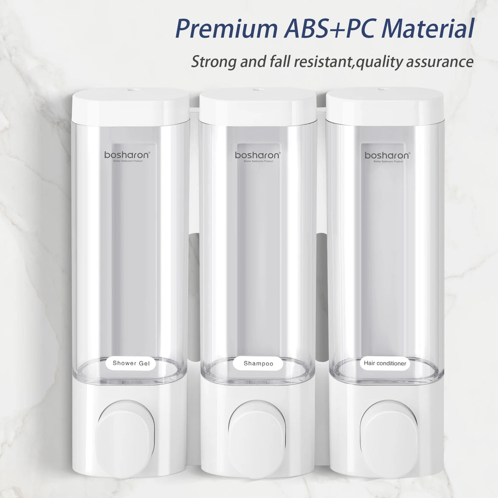 Wall Mounted Shampoo and Conditioner Dispenser, Body Wash, Shower Soap, Lotion, Gel Container, 3 × 300 ml