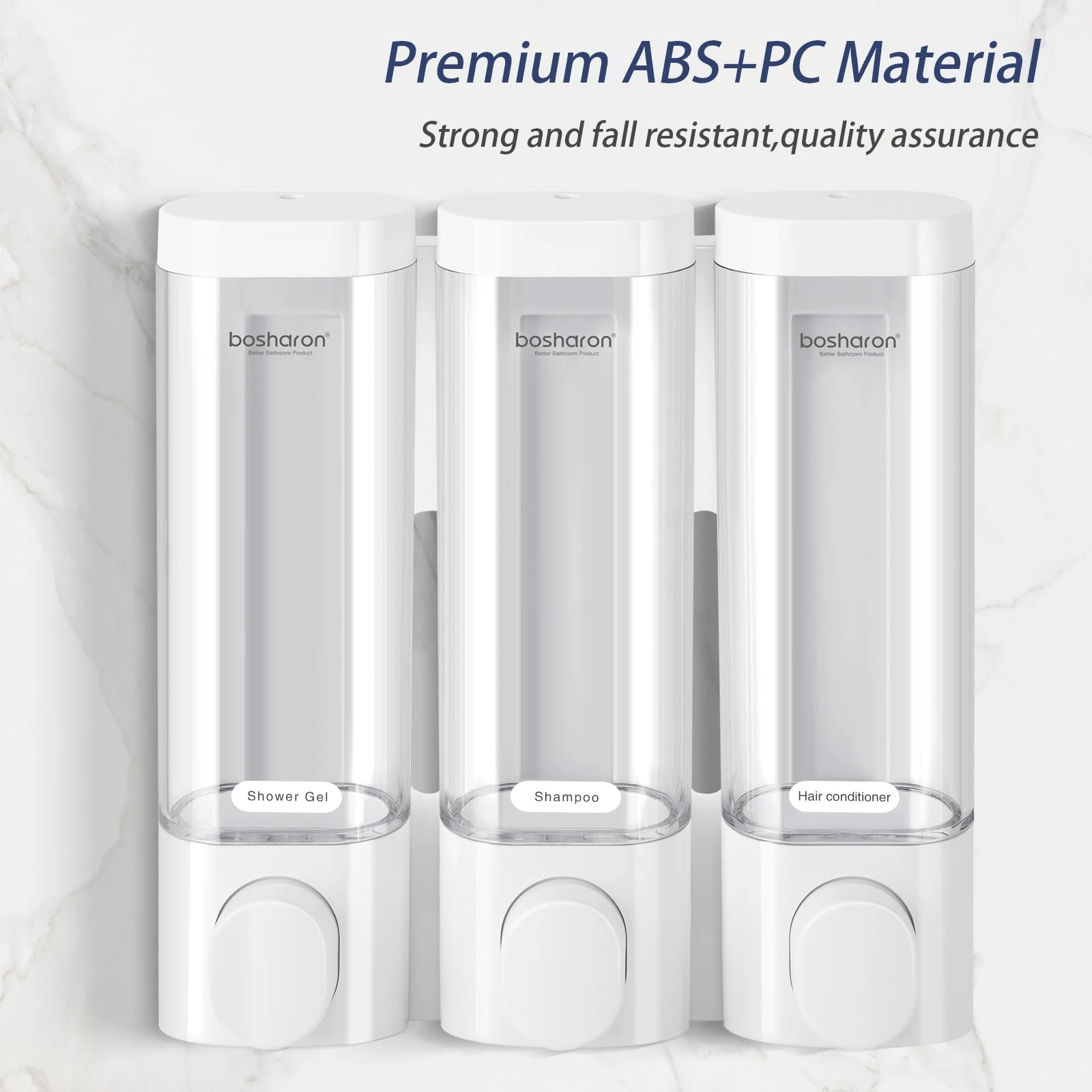 Wall Mounted Shampoo and Conditioner Dispenser, Body Wash, Shower Soap, Lotion, Gel Container, 3 × 300 ml