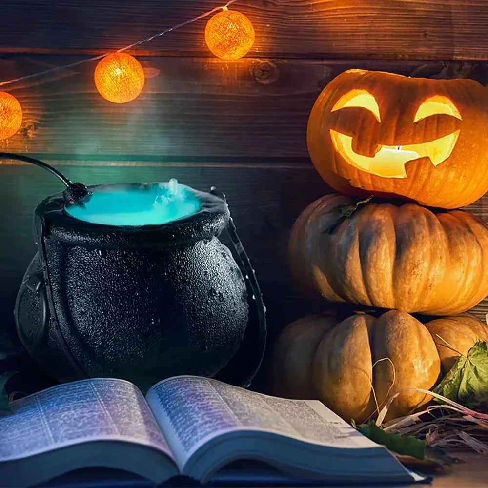Halloween Smoke Fog Machine,Mini LED Pumpkin Light,Fogger Water Fountain Pond Fog Machine,Halloween Outdoor Decoration