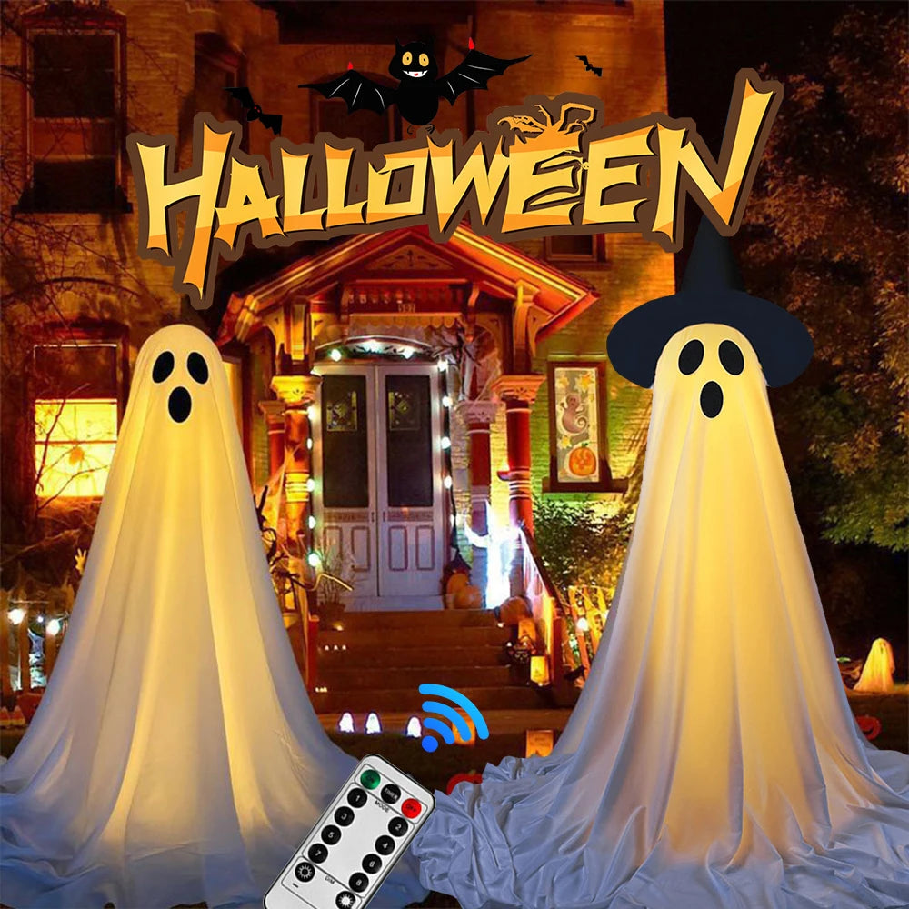 Halloween Decoration LED String Lights Luminous Ghost Decoration Horror Props Garden Yard Decoration Scary White Standing Ghost