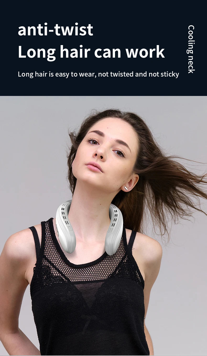 New Portable Neck Fan 5200mAh Neck Air Conditioner Rechargeable Semiconductor Cooling  Fan Outdoor Personal Fan Wearable Cooler