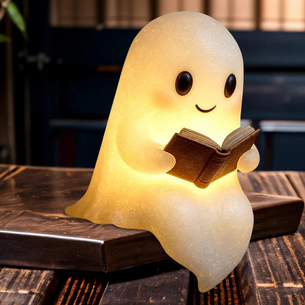 Cute Ghost Reading Lamp Halloween 3D LED Night Light Spooky Desk Light For Bedroom Study Book Lovers Home Office