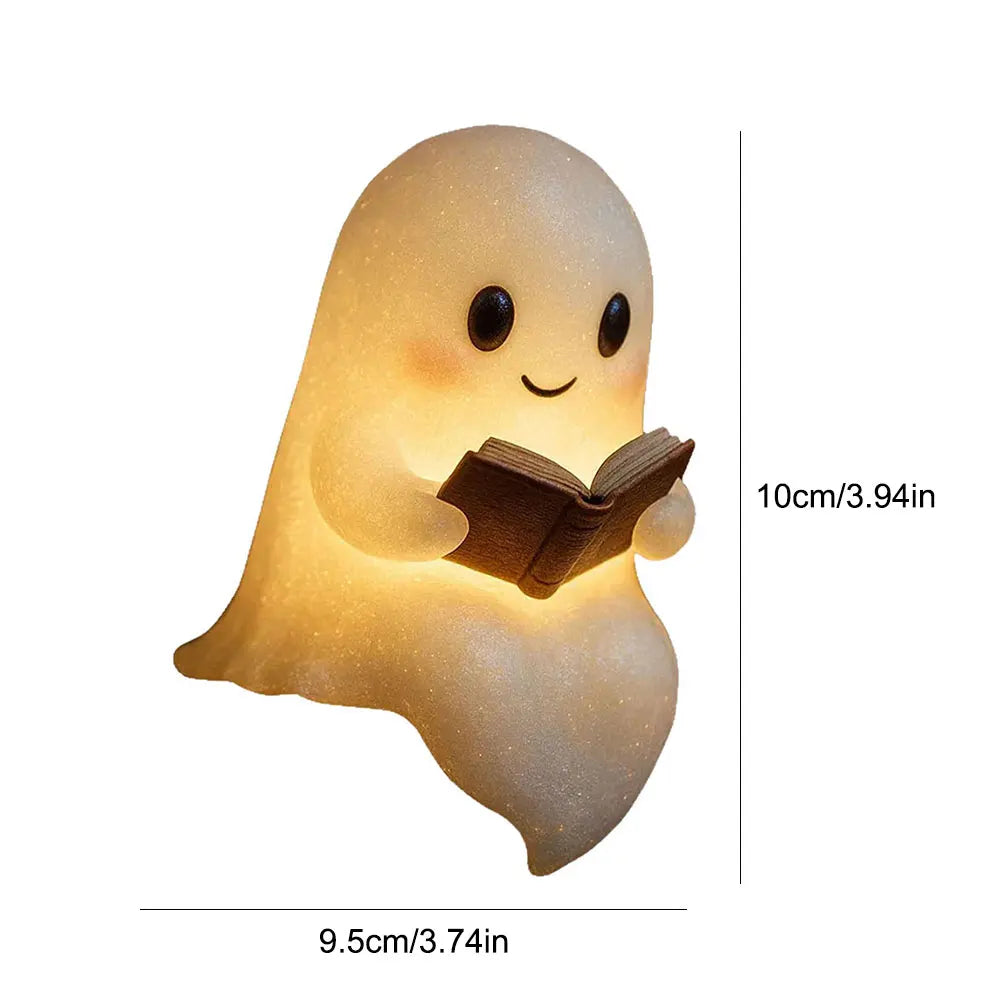 Cute Ghost Reading Lamp Halloween 3D LED Night Light Spooky Desk Light For Bedroom Study Book Lovers Home Office