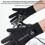 NEWBOLER Winter Cycling Gloves Warm Fleece Windproof Full Finger Gloves Touch Screen Anti-slip Adjustable Buckle Men Bike Gloves