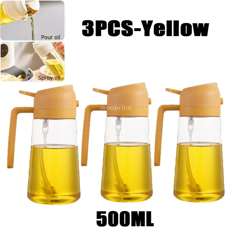 2in1 Kitchen Spray Oil Dispenser 500ml Oil  Sprayer Polisher for Air Fryer Salad Grilling Roasting Cooking Kitchen Acceesories