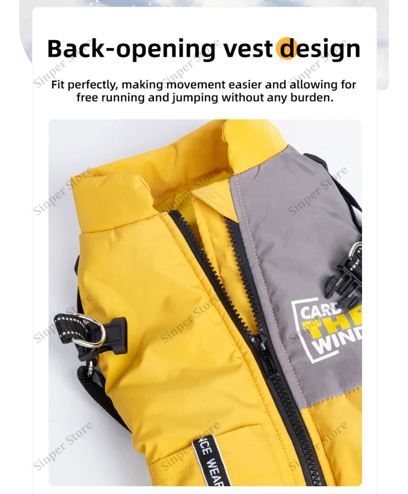 Dog Coat for Small Dogs Waterproof Dog Winter Jacket with Harness Puppy Cold Weather Coats Reflective Pet Vest with ZipperFleece
