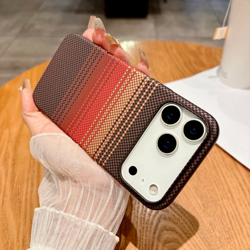 MagSafe Carbon Fiber Phone Case for iPhone 17 Pro Max | Luxury Solid Color Wireless Charging Air Bumper Cover