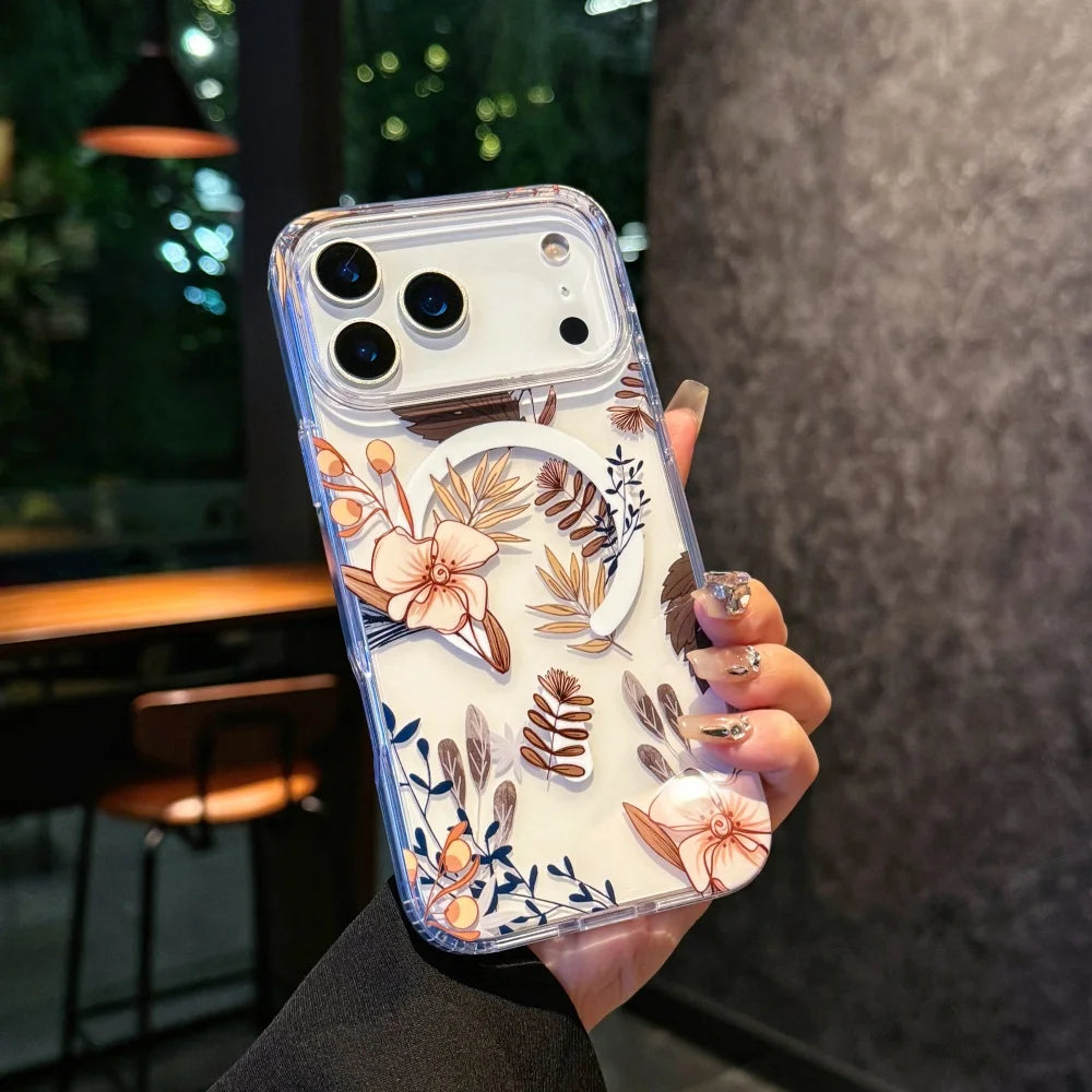 Watercolor Transparent Flower Case for iPhone 17 Series | Magnetic Colorful Daisy Design Protective Cover