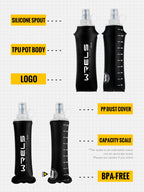 WRELS Water Bottle TPU Folding Soft Flask Outdoor Sport Water Bag Collapsible Water Bottle 500ml For Running Camping BPA Free
