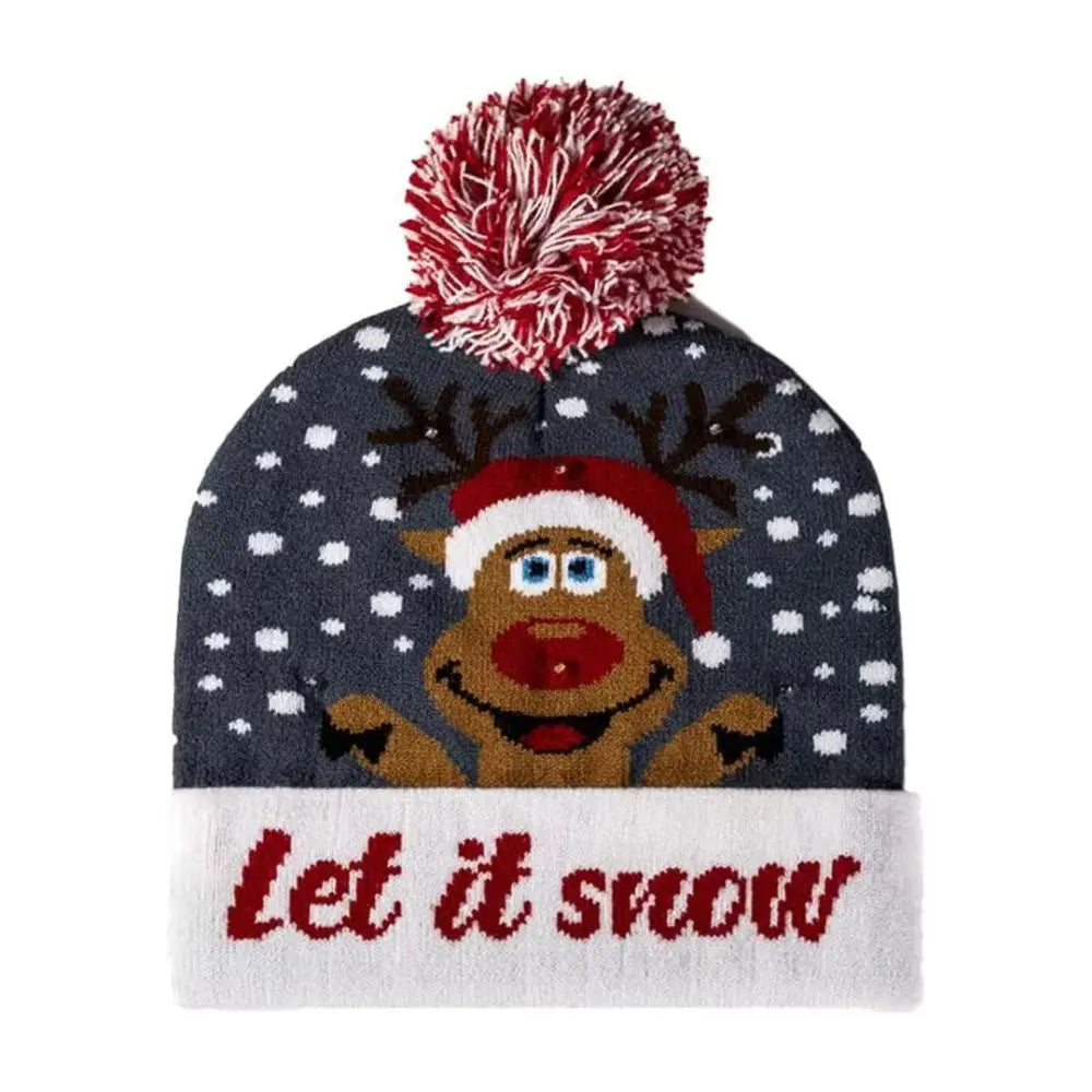 LED Christmas Knitted Beanie Hat – Light Up Xmas Sweater Cap, Unisex Winter Beanie with Colorful LEDs