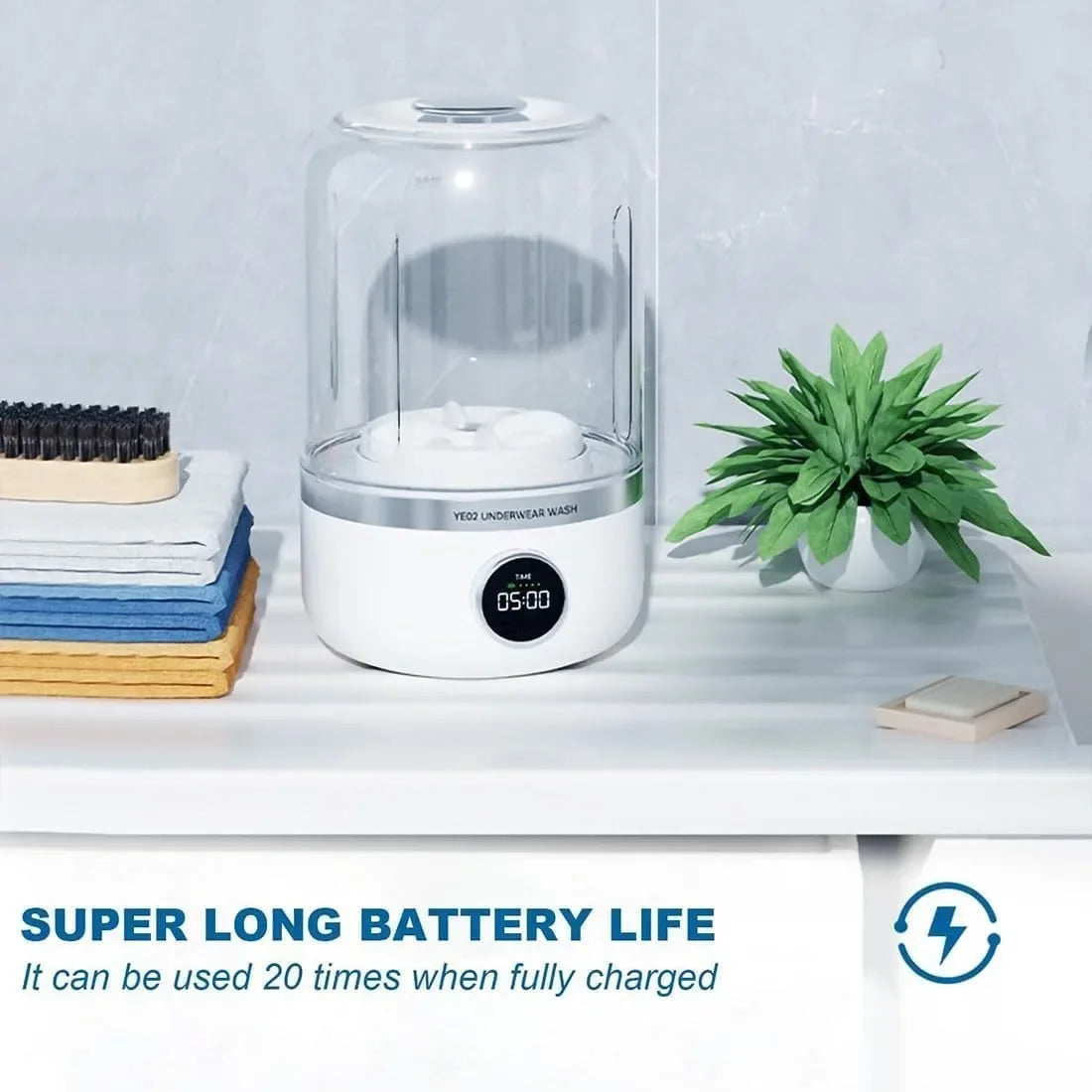 Wireless Portable Mini Washing Machine – 1L Laundry Bucket