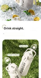 2L Stainless Steel Thermal Water Bottle – Large Vacuum Flask with Straw for Hot & Cold Drinks, Travel & Outdoor Sports
