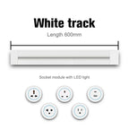 Track Socket Kitchen Wall Outlet with USB | FR/EU/US/UK Universal Standard Round Removable Adapter Plug – White
